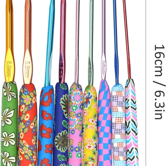9Pcs Crochet Hook / Knitting Needles Set With Fancy Markings Handle - Picture 3 of 9